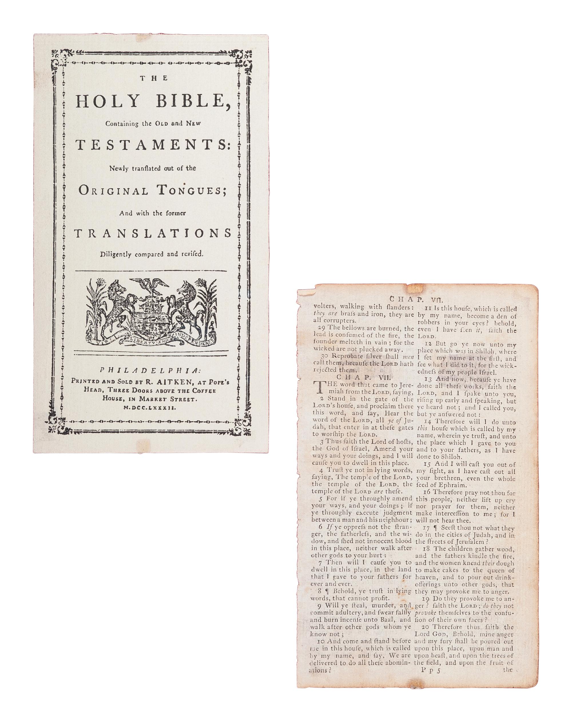 [BIBLE LEAVES - AMERICAN PUBLISHERS]. A group of 11 Bible leaves, comprising: