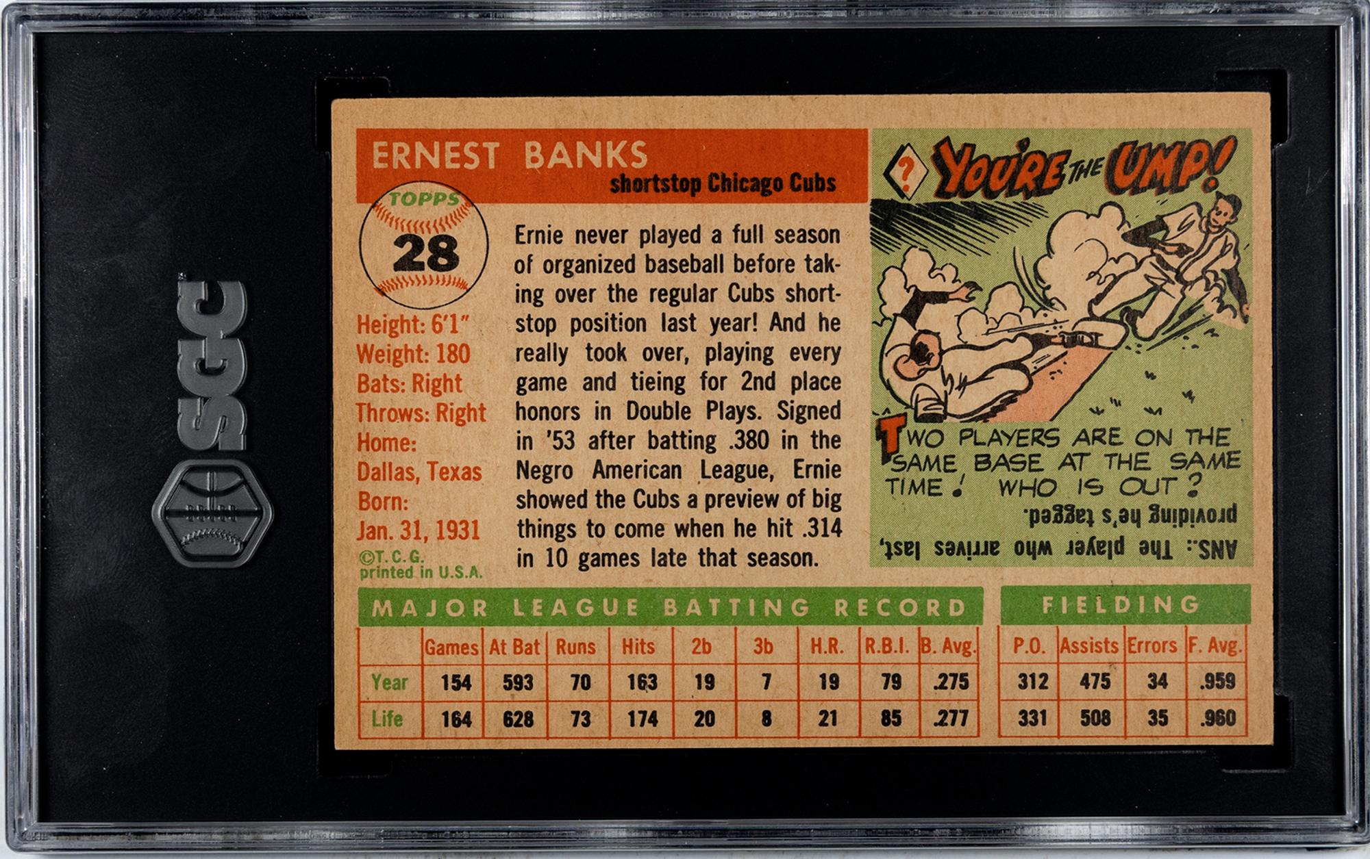 A 1955 Topps Ernie Banks Baseball Card No. 28 (SGC AUTHENTIC)