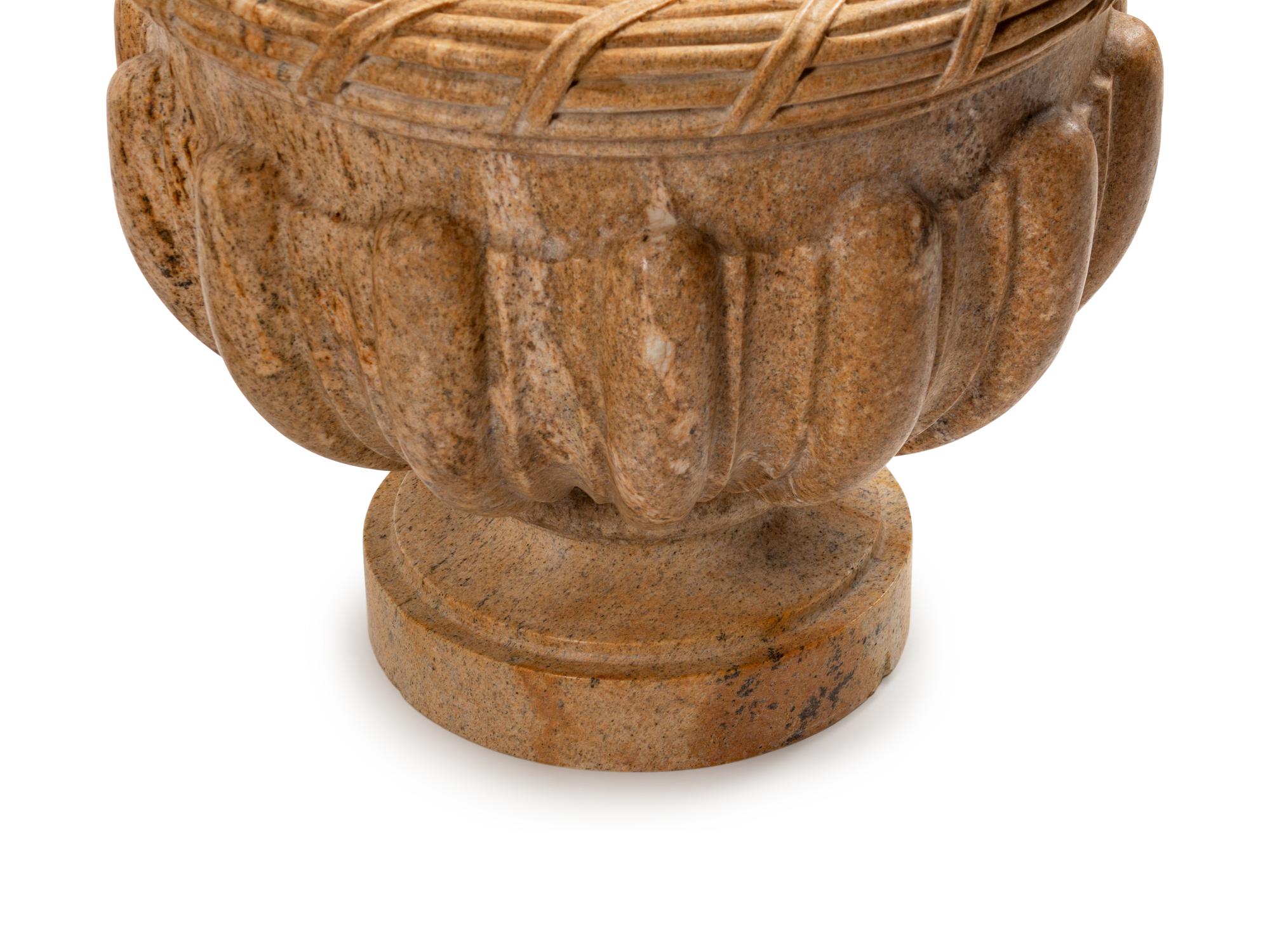 A Set of Four Louis XVI Style Carved Granite Jardinières