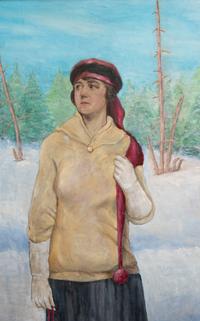 Woman in Snowy Forest
