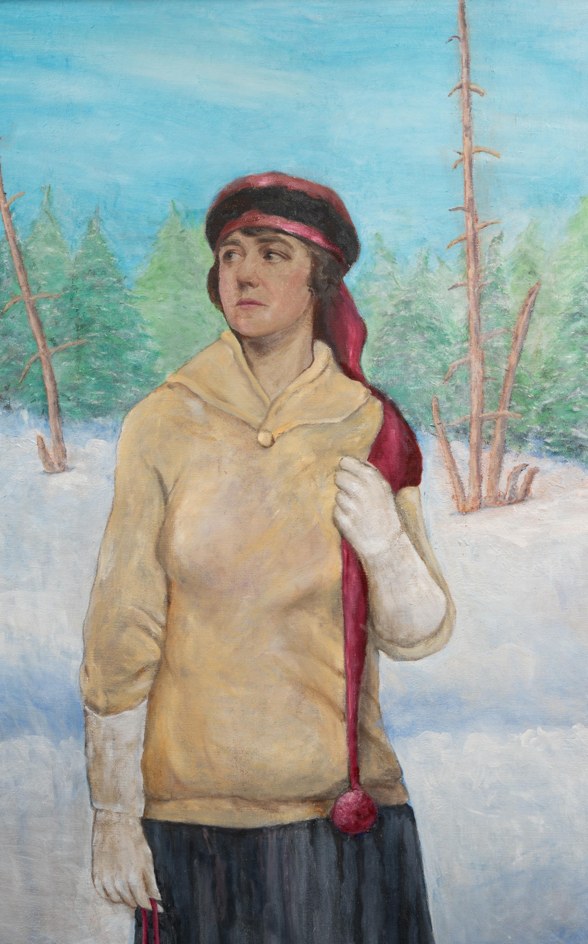 Woman in Snowy Forest