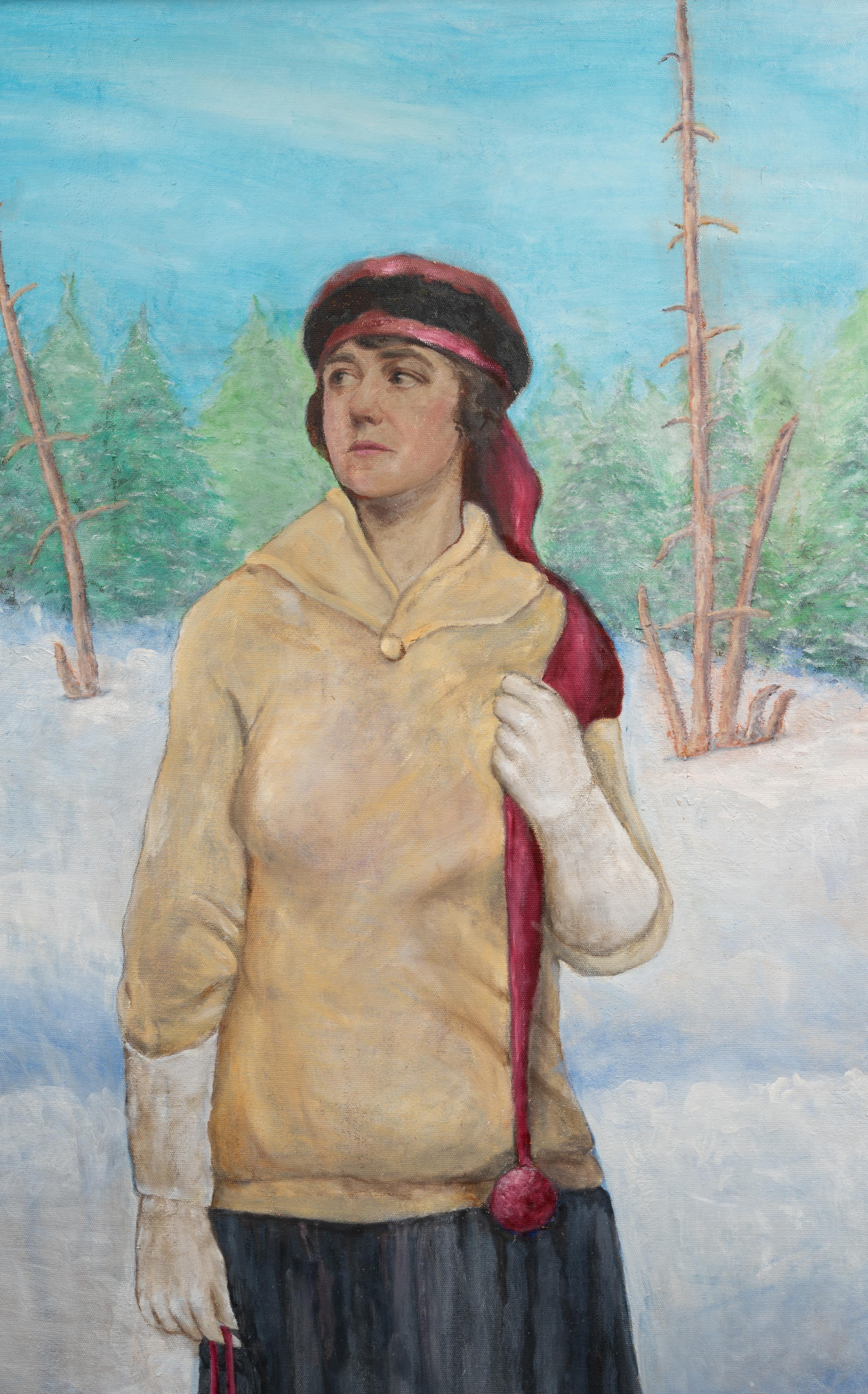 Woman in Snowy Forest
