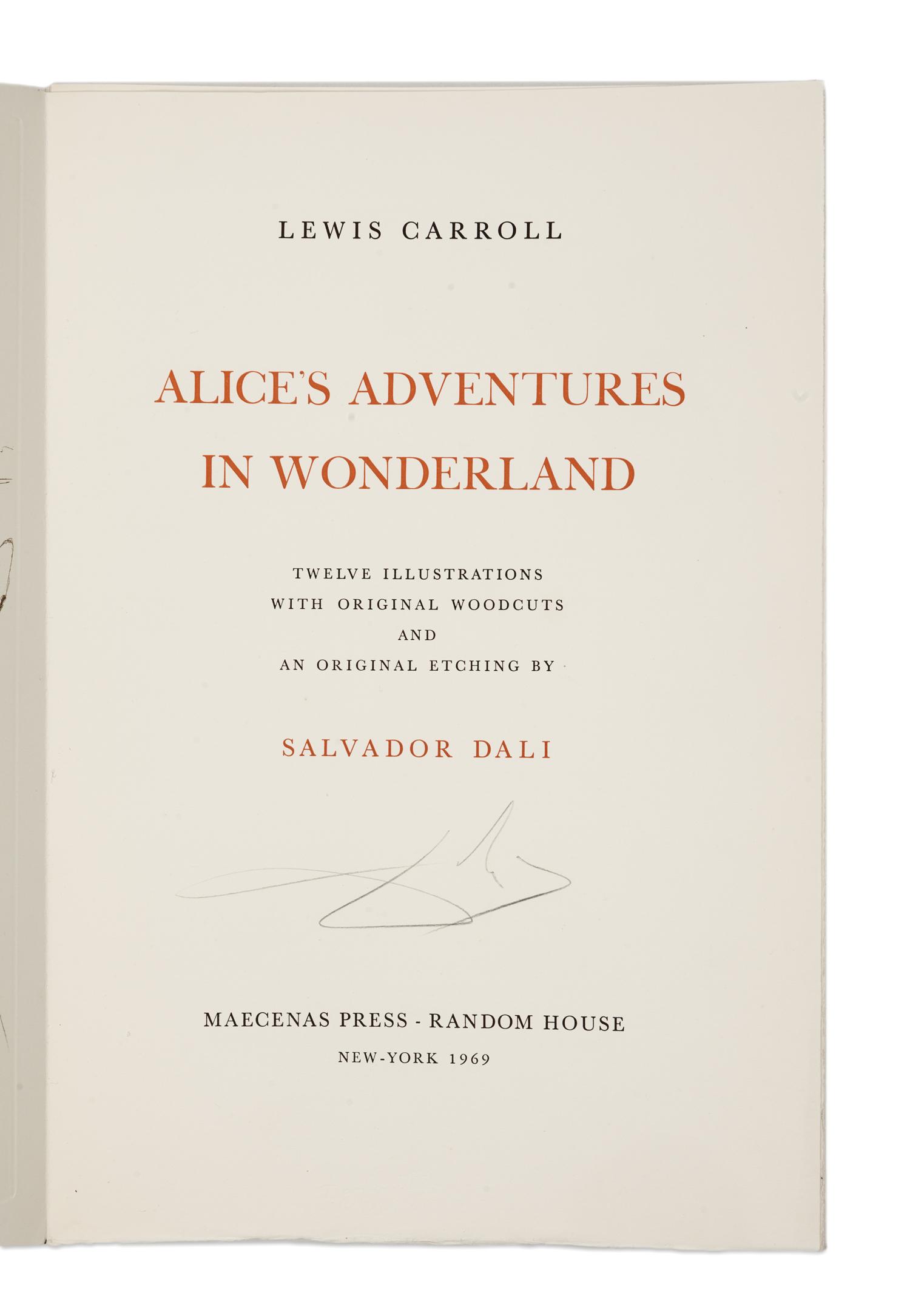 [ARTIST'S BOOK]. DALI, Salvador (1904-1989), illustrator. -- DODGSON, Charles Lutwidge ("Lewis Carroll") (1832-1898). Alice in Wonderland . New York: W.U.C.U.A. and Maecenas Press - Random House, 1969.
