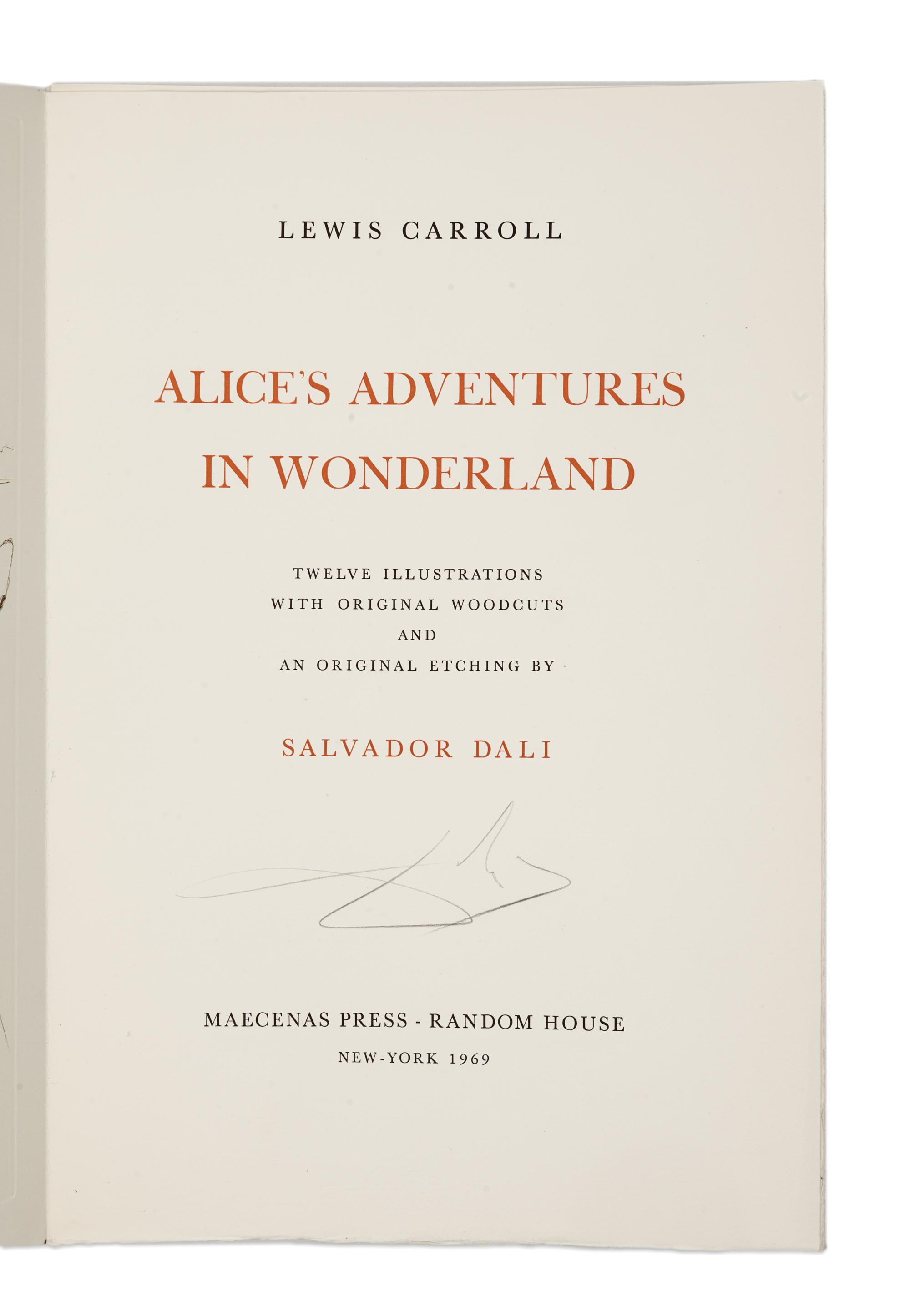 [ARTIST'S BOOK]. DALI, Salvador (1904-1989), illustrator. -- DODGSON, Charles Lutwidge ("Lewis Carroll") (1832-1898). Alice in Wonderland . New York: W.U.C.U.A. and Maecenas Press - Random House, 1969.