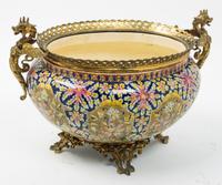 A Continental Gilt Metal Mounted Faience Jardiniere Height 10 1/4 x width 15 inches. — LATE 19TH/EARLY 20TH CENTURY