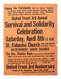 [CIVIL RIGHTS]. United Front 3rd Annual Survival and Solidarity Celebration . Cairo, IL: Black United Fronts, 8 April 1972.