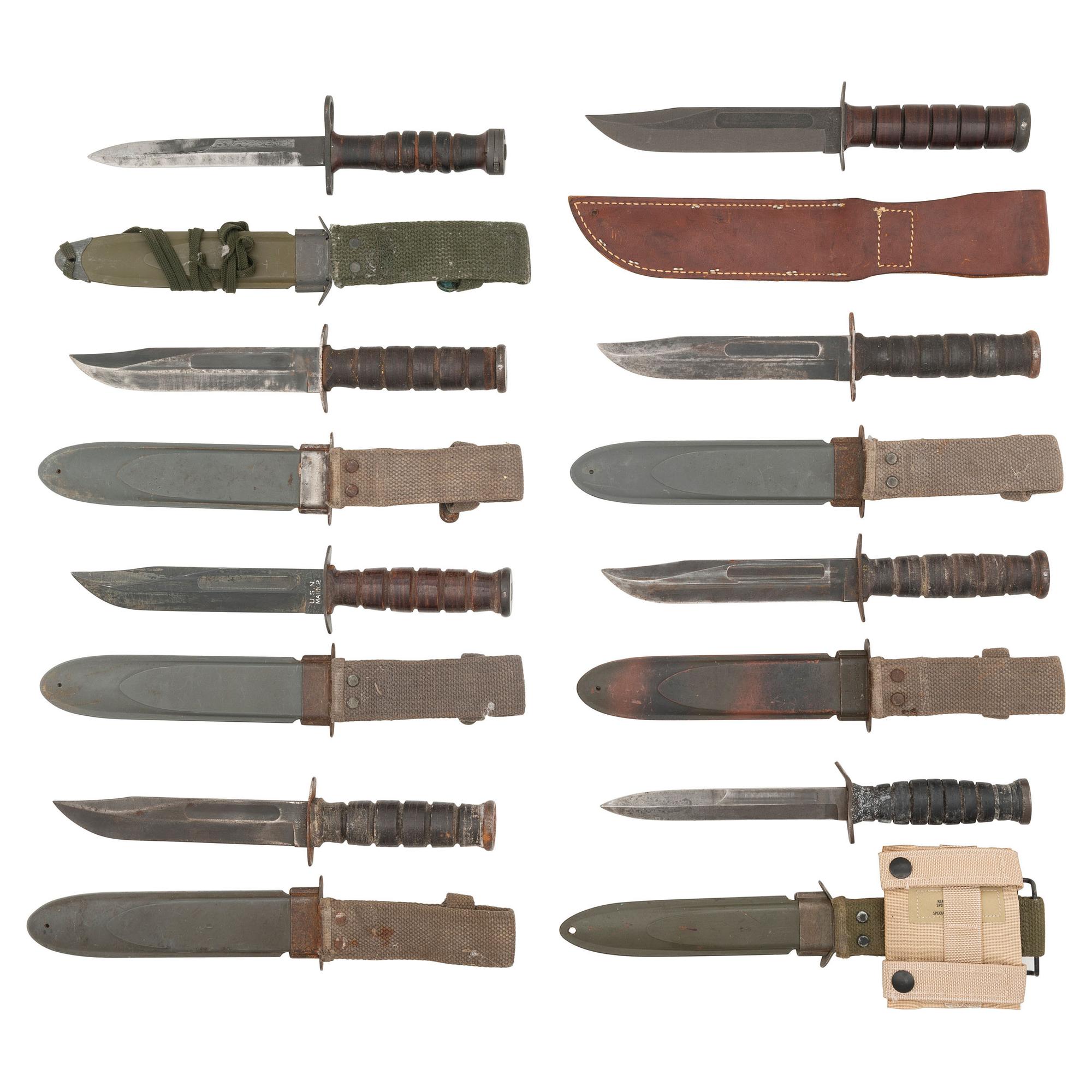 Lot of 8 WWII-era U.S. MK.II Fighting Knives