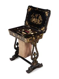 A Chinese Export Lacquer Sewing Table