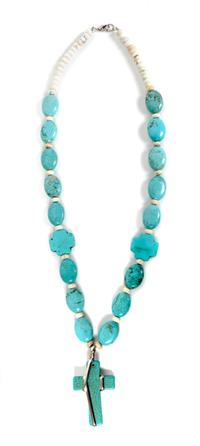 Two Southwestern Style Necklaces Length of first 30 inches; jocla 4 3/4 inches.