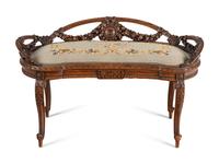 A Louis XVI Style Carved Walnut Window Seat