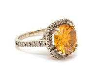 A White Gold, Colored Diamond and Diamond Ring, 3.20 dwts.