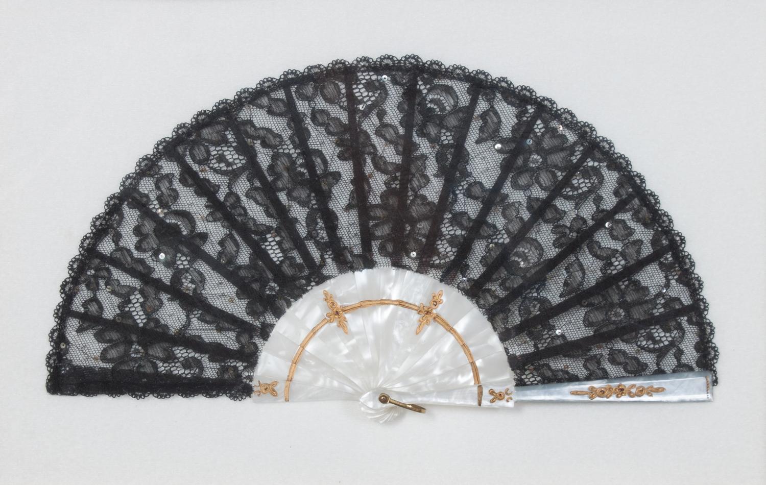 Five French Painted Paper Fans Width of first 15 1/2 inches. — 20TH CENTURY