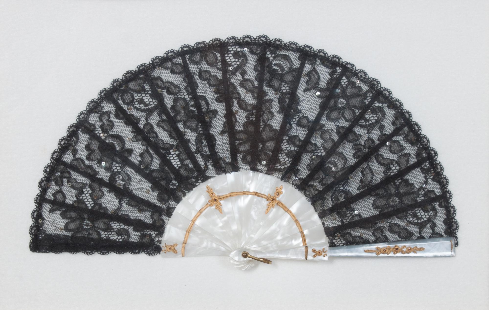 Five French Painted Paper Fans Width of first 15 1/2 inches. — 20TH CENTURY
