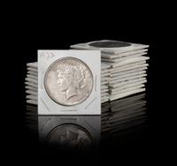 A Collection of 25 United States Peace Silver Dollar Coins