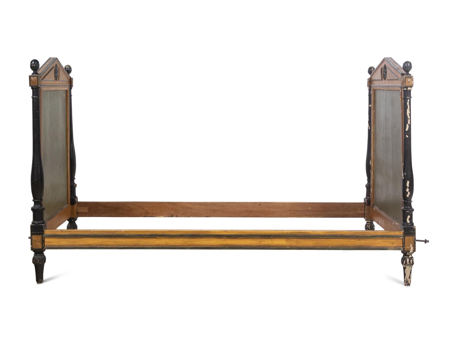 A Pair of Directoire Painted and Parcel Ebonized Daybeds