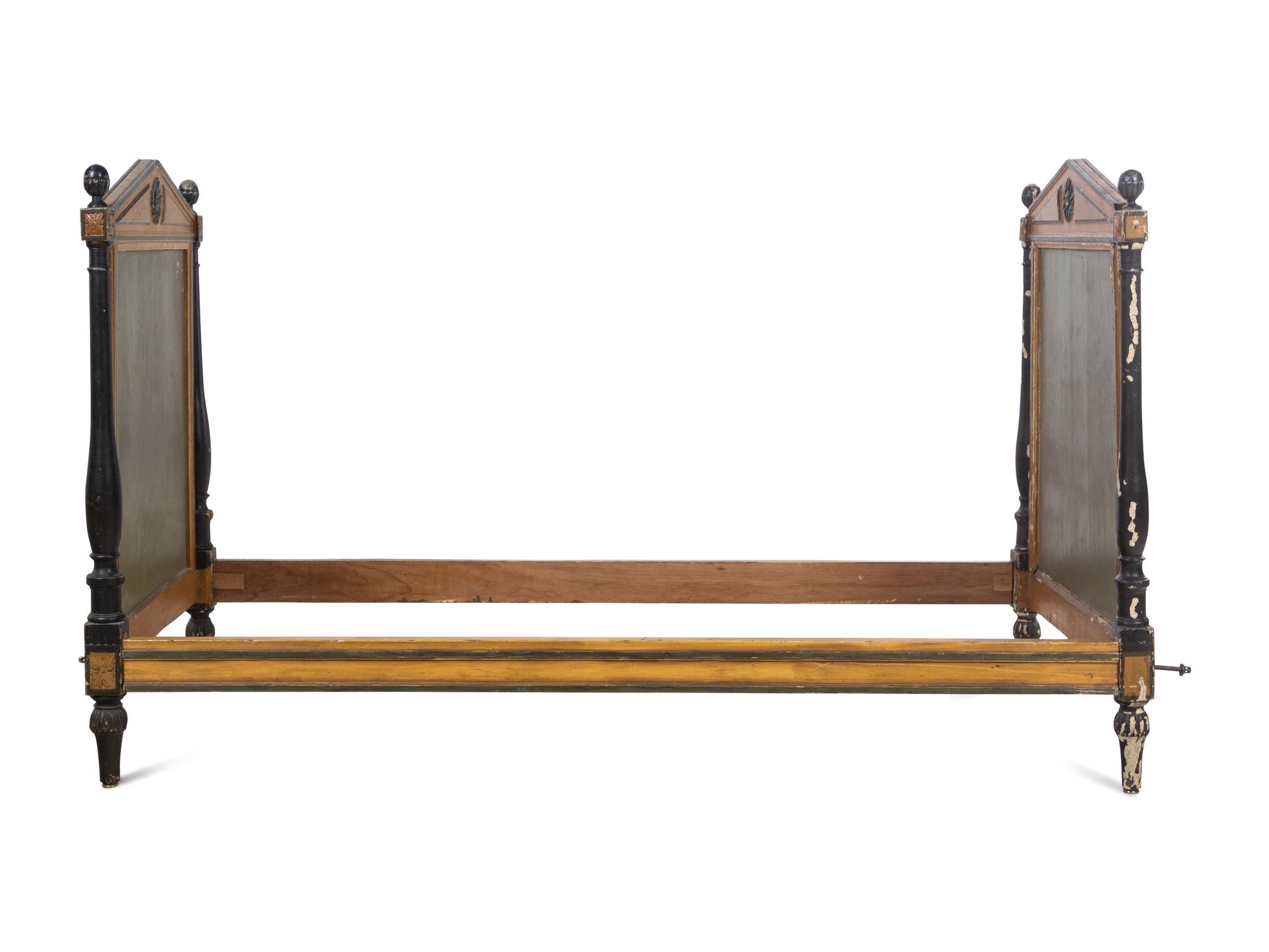 A Pair of Directoire Painted and Parcel Ebonized Daybeds
