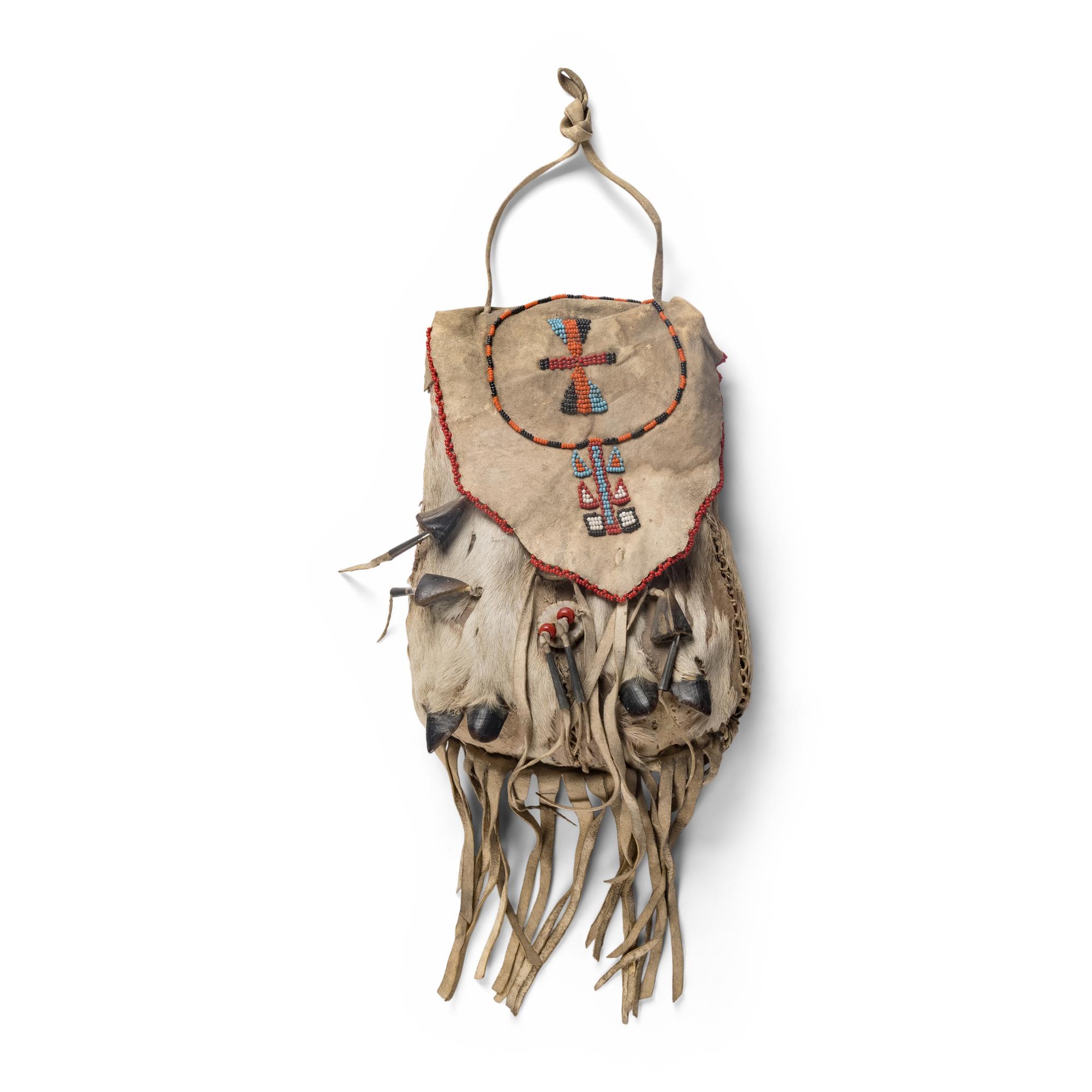 Apache Beaded Hide Bag, with Letter
