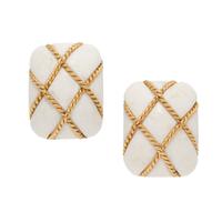 Seaman Schepps, White Coral and Yellow Gold 'Cage' Earrings