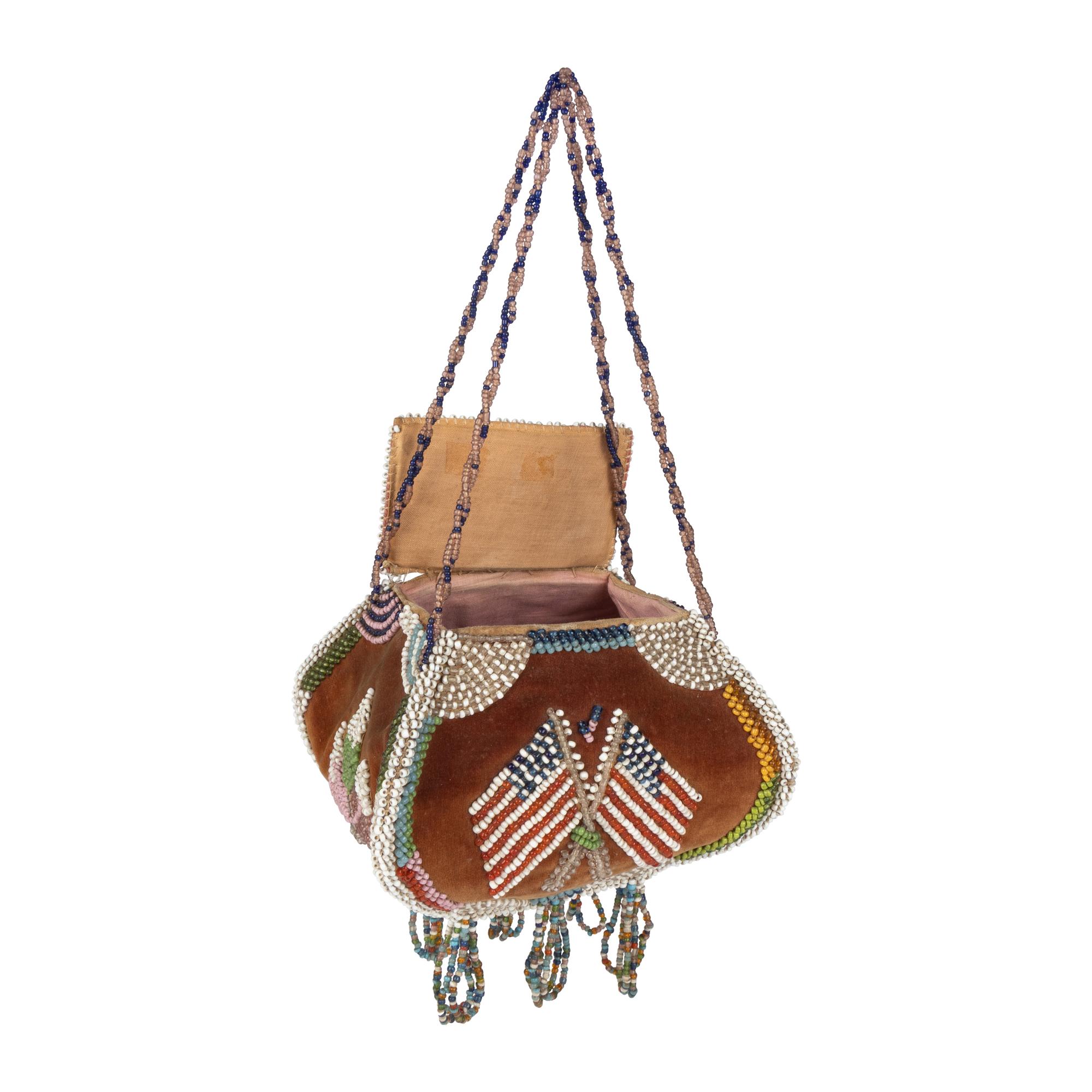 Great Lakes Beaded Purse, with American Flags