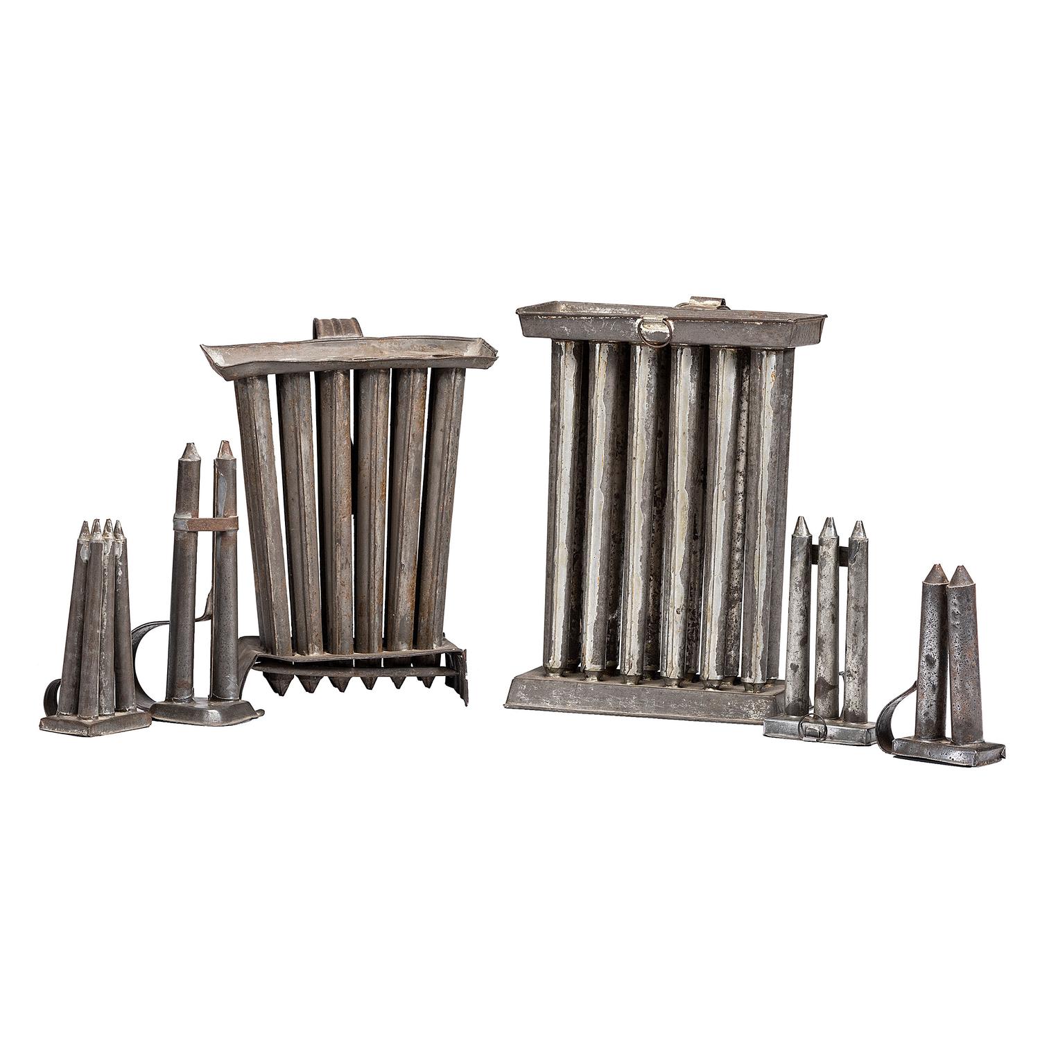 Six Tin Candle Molds