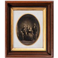 [EARLY PHOTOGRAPHY - PORTRAITURE]. A pair of framed tintypes of groups of people, comprising: