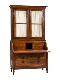 A Louis XVI Provincial Walnut Bureau Bookcase