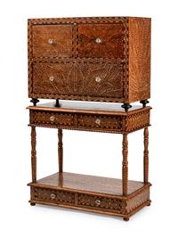 An Anglo-Indian Bone-Inlaid Cabinet on Stand — 19TH CENTURY