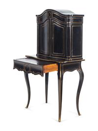 A Napoleon III Brass Inlaid Ebonized Bureau