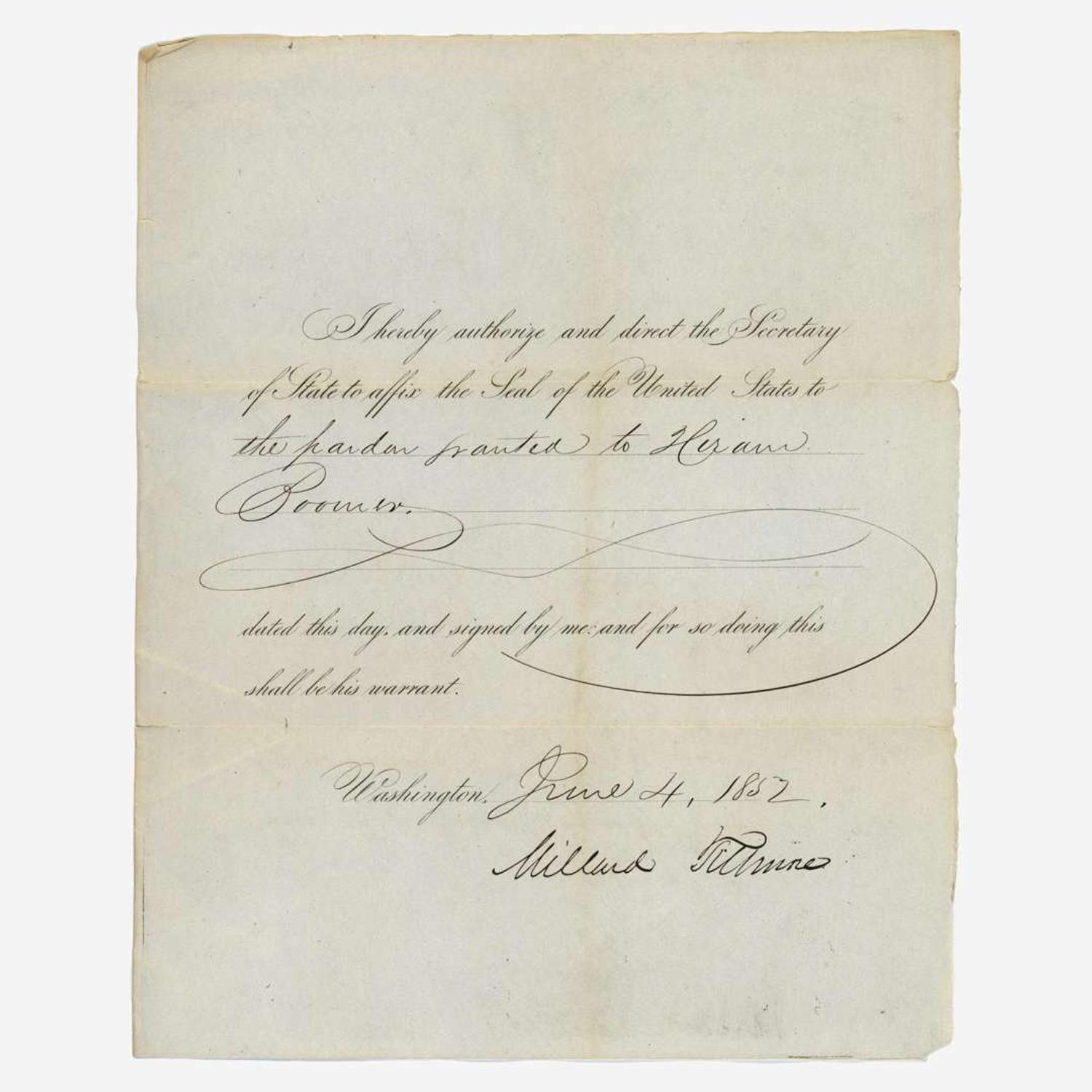 [Presidential] Van Buren, Martin, and Millard Fillmore and Franklin Pierce and James Buchanan Group of 4 Signed Documents