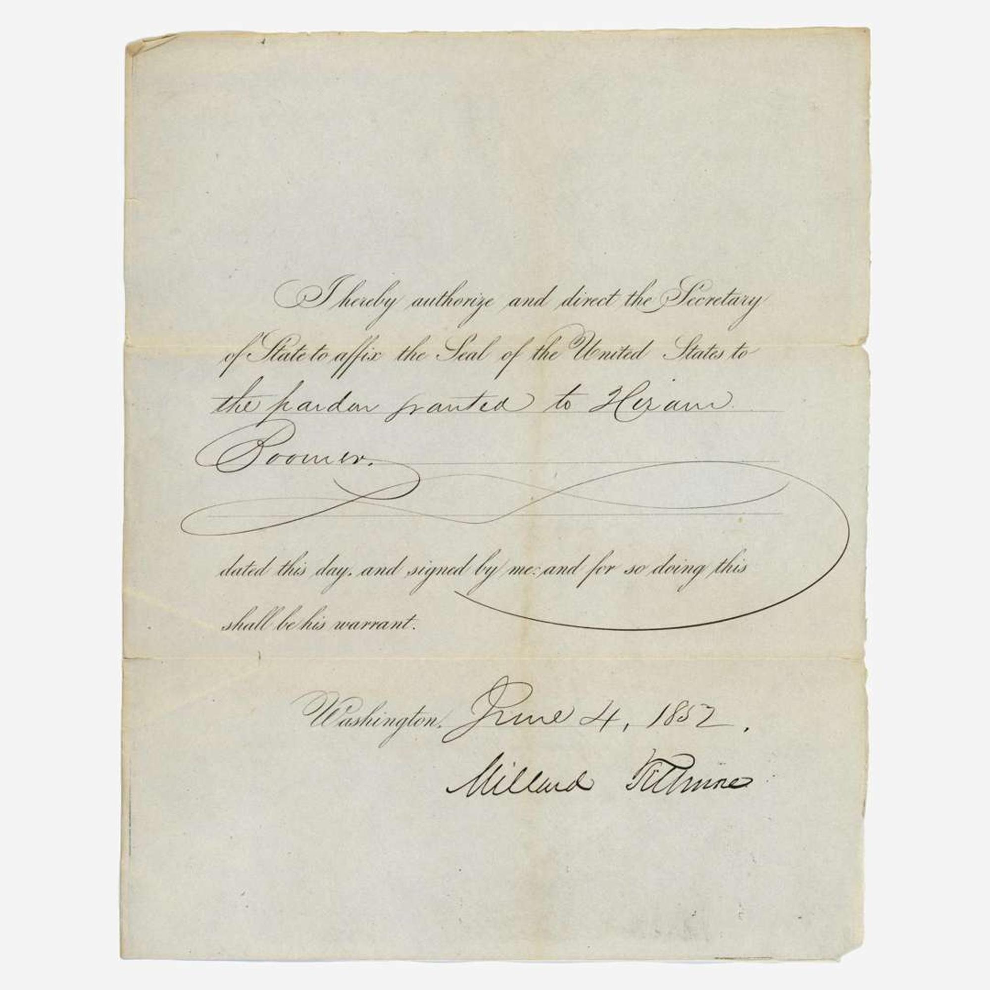 [Presidential] Van Buren, Martin, and Millard Fillmore and Franklin Pierce and James Buchanan Group of 4 Signed Documents