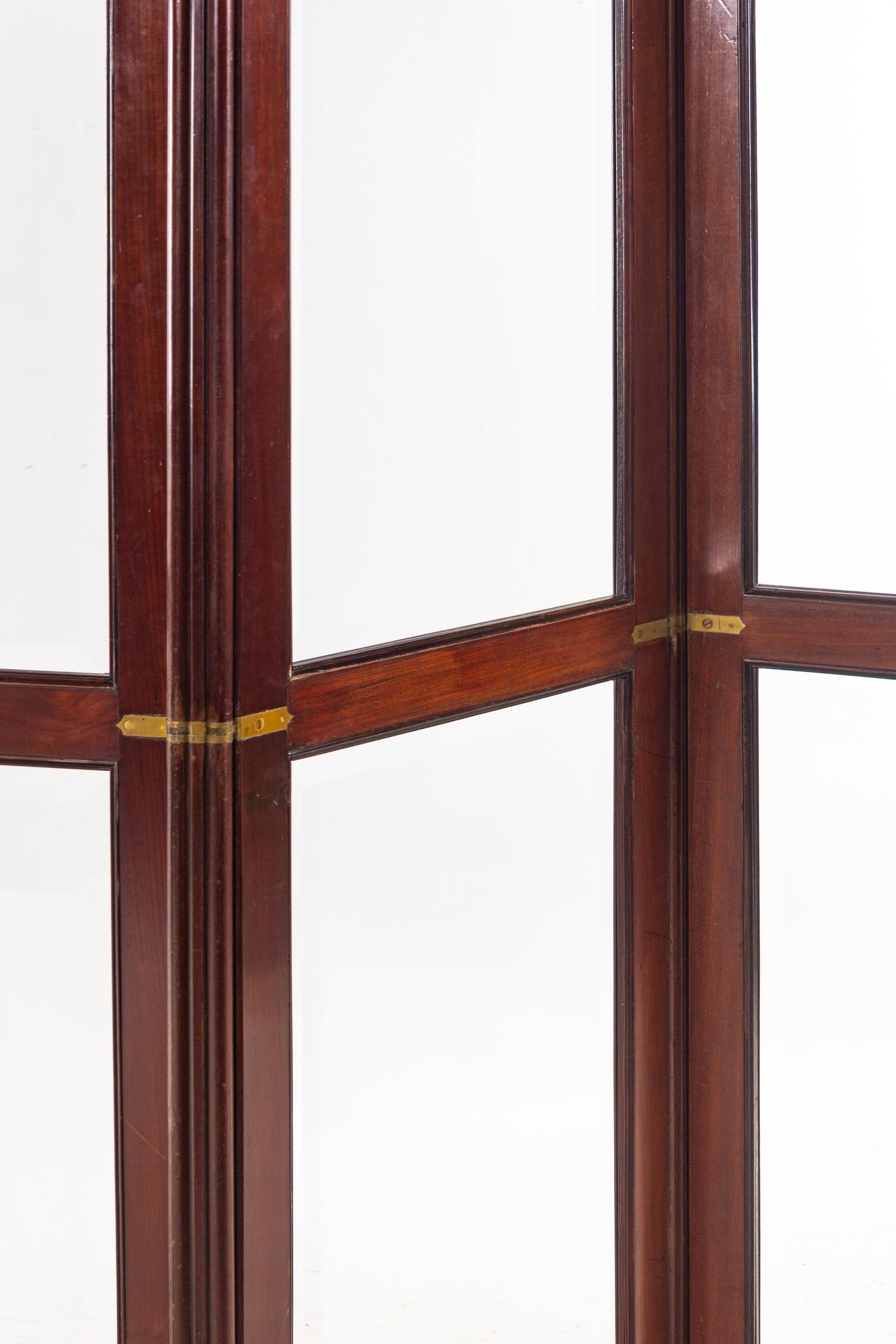 A Directoire Style Mahogany and Glass Five-Panel Floor Screen