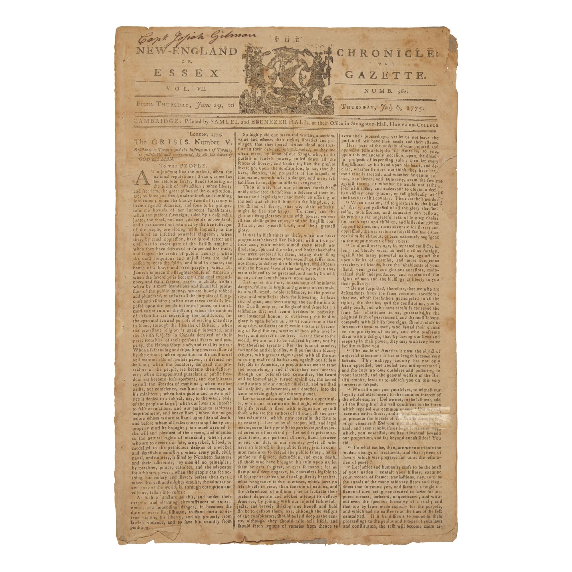 [Washington, George] General Washington Arrives in Cambridge to Take Command of the American Army