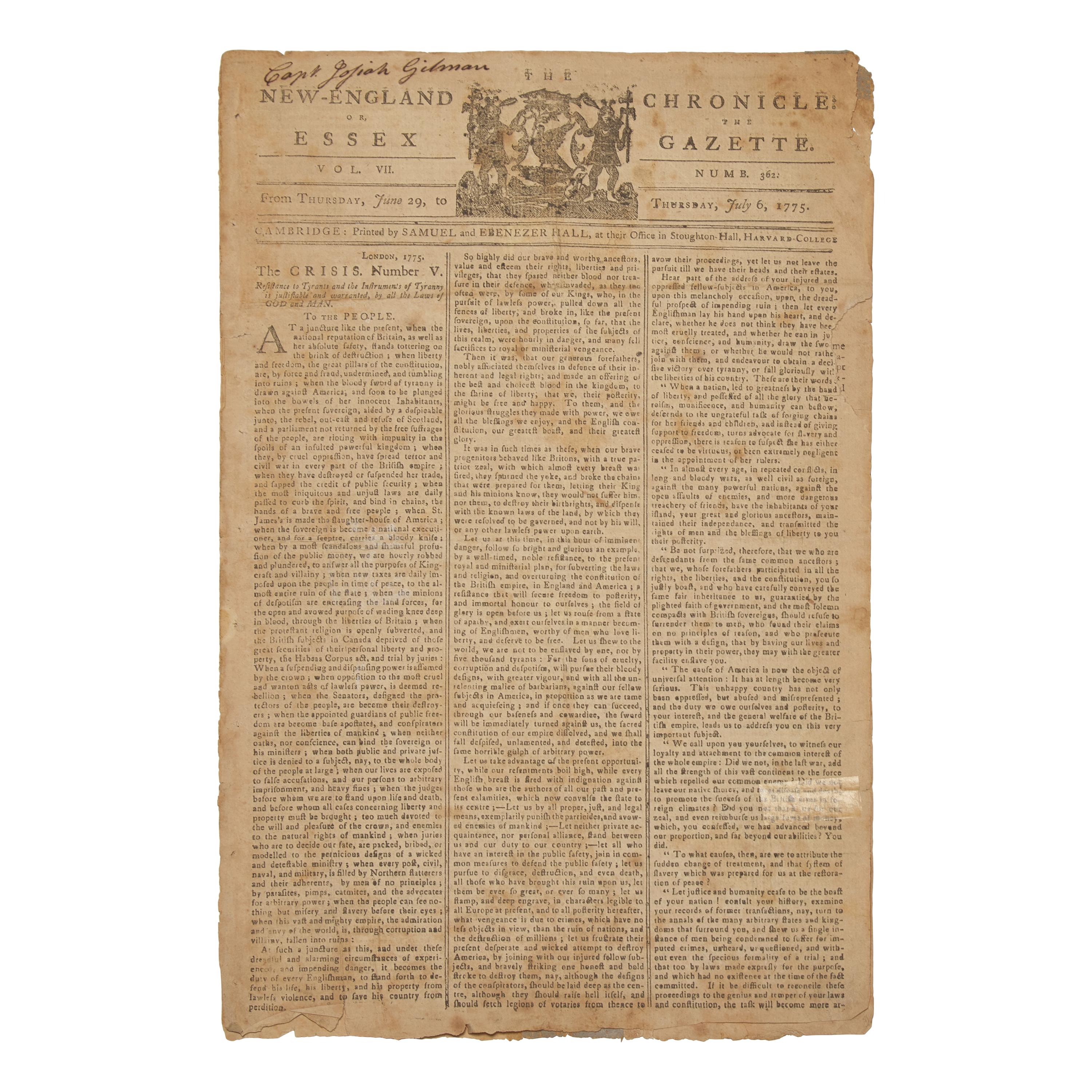 [Washington, George] General Washington Arrives in Cambridge to Take Command of the American Army