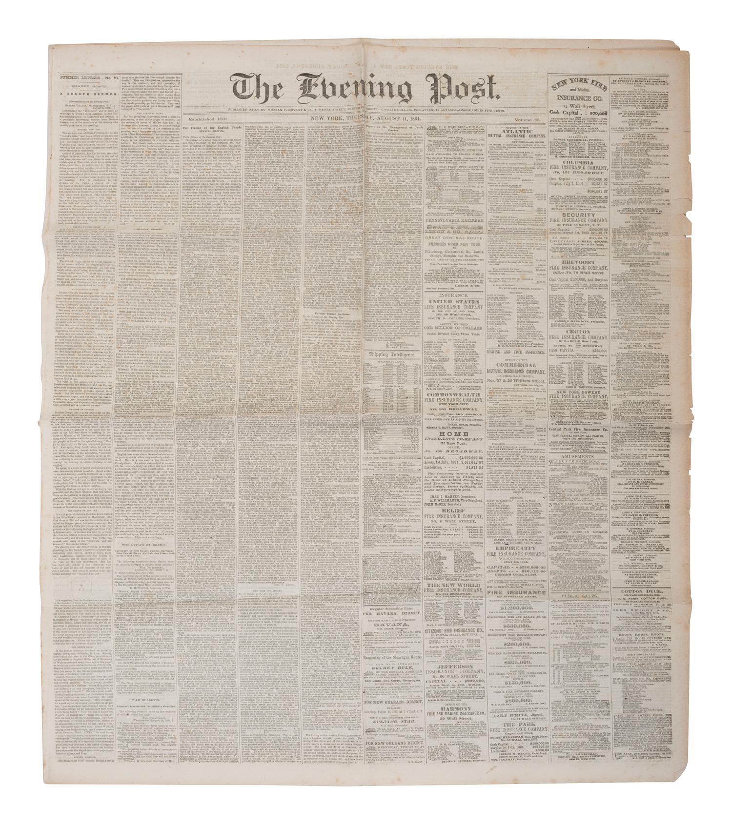 [CIVIL WAR]. Approx. 18 items involving the USS Hartford and Admiral D.G. Farragut, comprising: