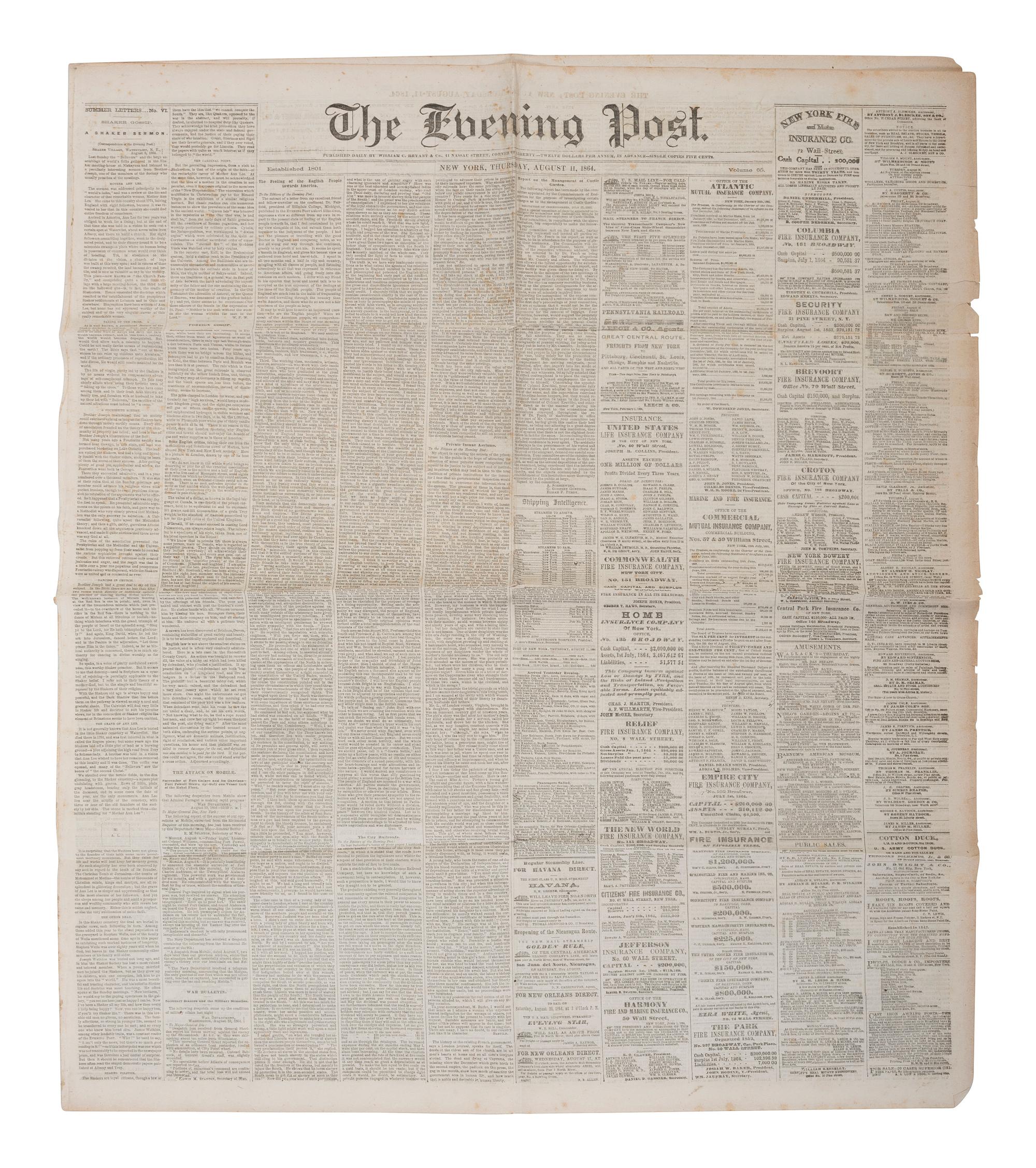 [CIVIL WAR]. Approx. 18 items involving the USS Hartford and Admiral D.G. Farragut, comprising: