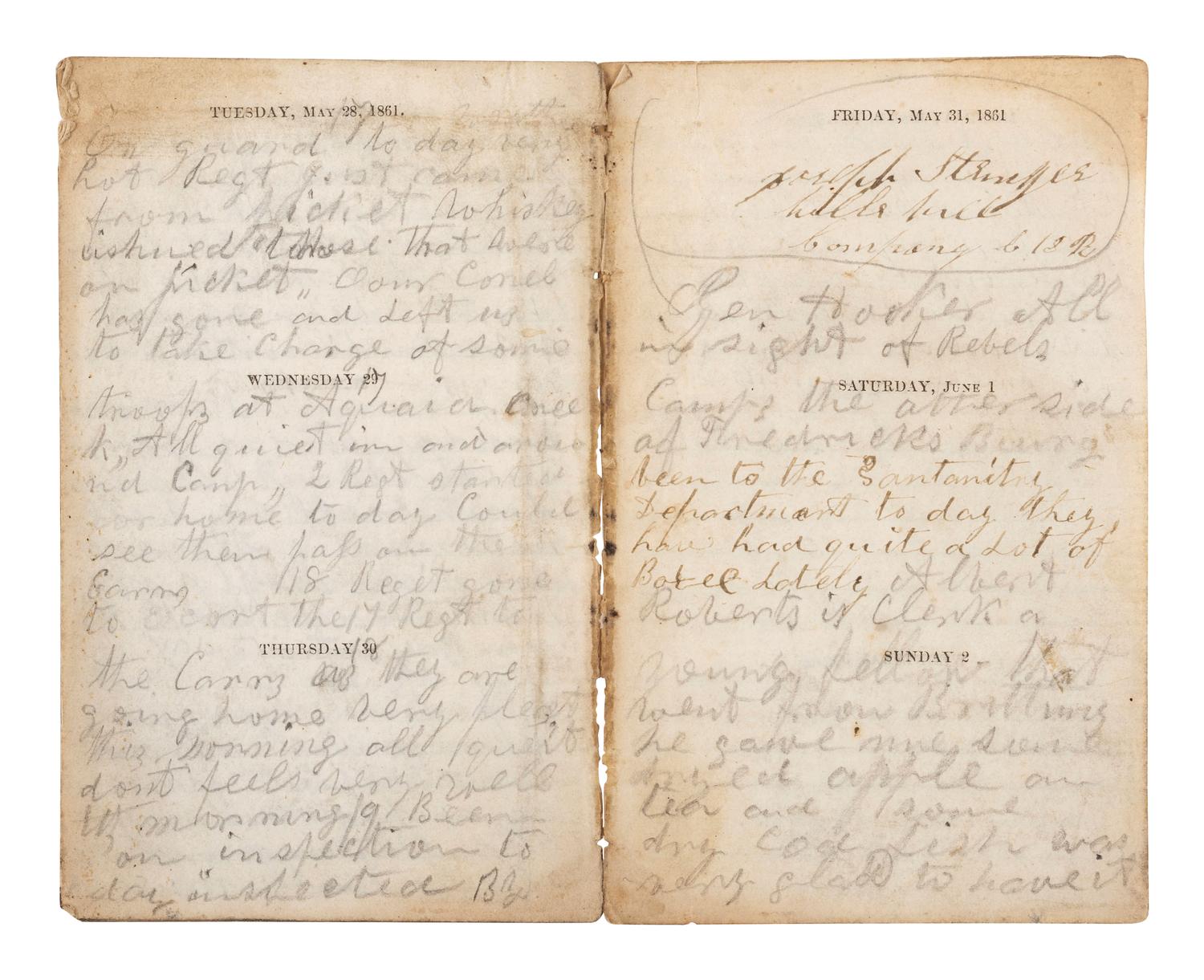 [CIVIL WAR]. Famed 20th Maine archive incl. letters and partial diary featuring Gettysburg content.