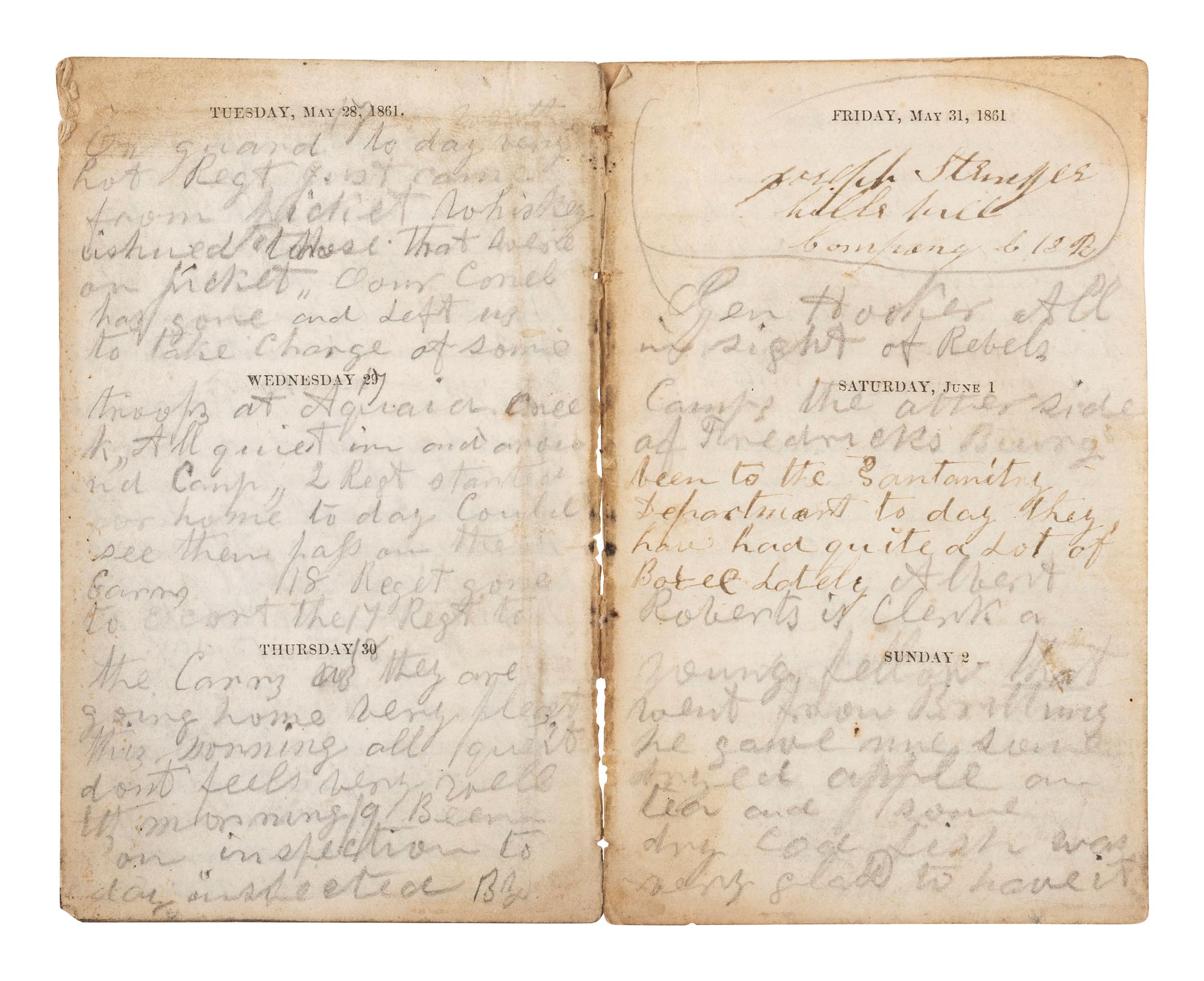 [CIVIL WAR]. Famed 20th Maine archive incl. letters and partial diary featuring Gettysburg content.