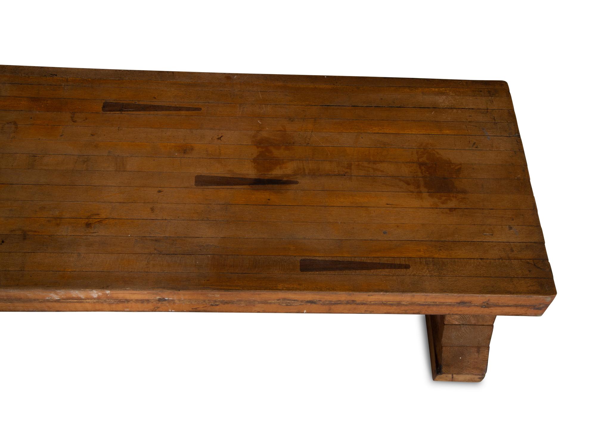 An Industrial Reclaimed Maple Butcher Block Bench