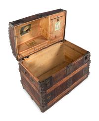 A Brass and Iron Mounted Wood Domed Top Blanket Chest