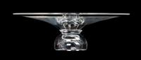 A Steuben Glass Cake Stand Height 3 3/4 x diameter 12 inches.