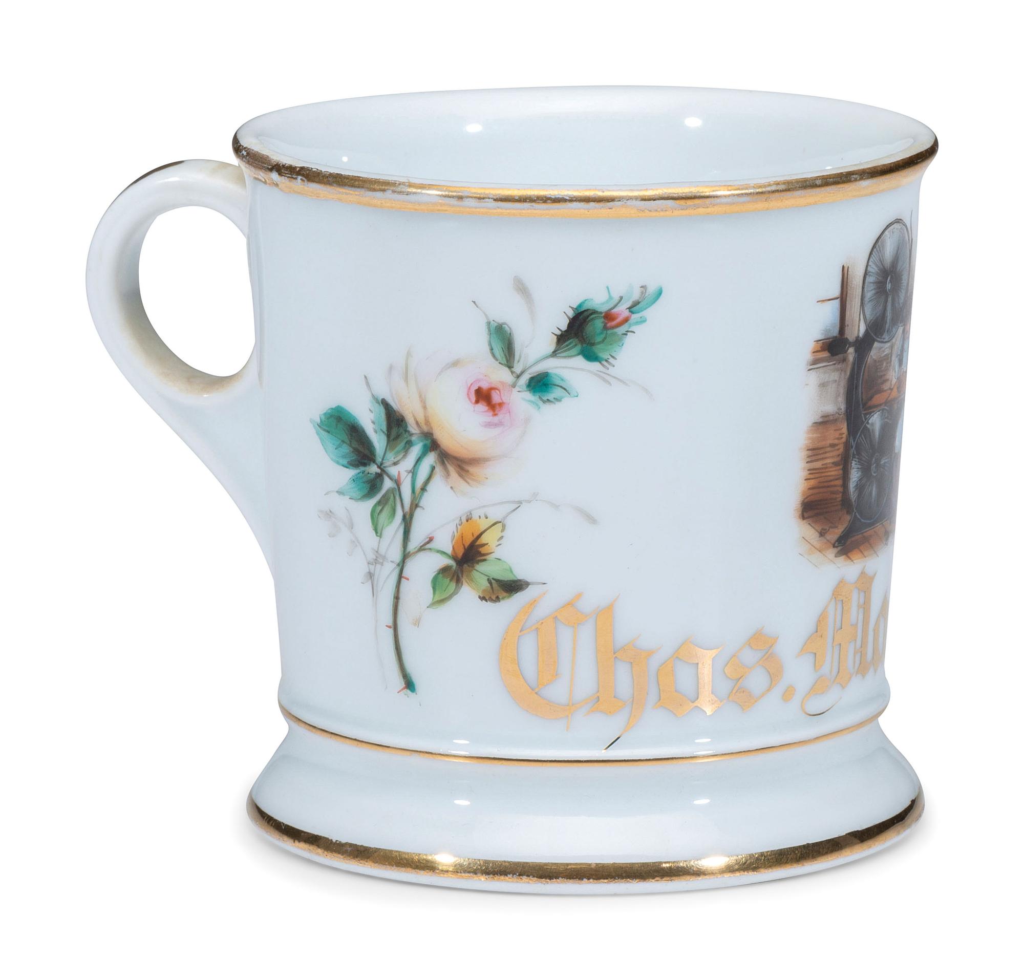 A Band Saw Operator's Porcelain Occupational Shaving Mug