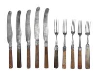A Scottish Victorian Silver and Agate Mounted Dessert Flatware Service