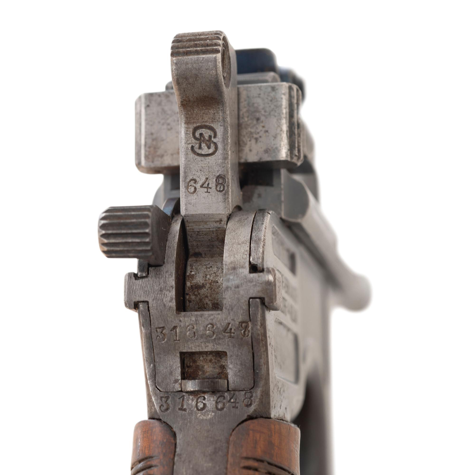 **Wartime Commercial Mauser Model C96/12 Broomhandle Pistol with Military Acceptance Mark and Matching Numbered Shoulder Stock Holster