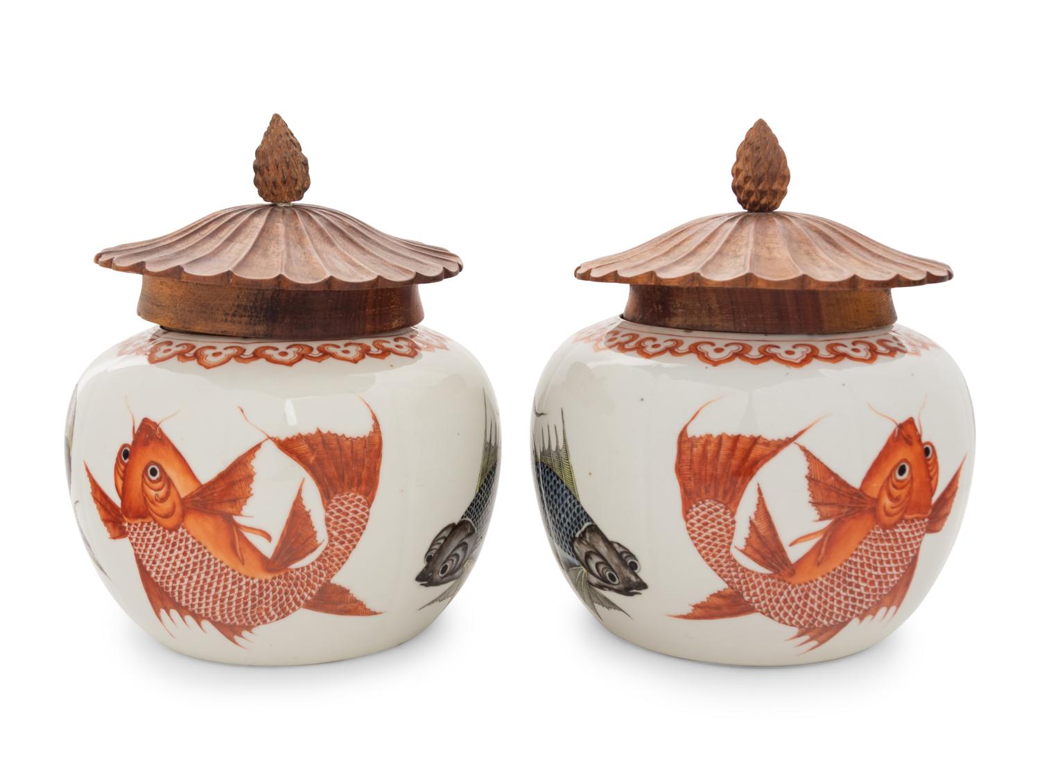 A Pair of Chinese Famille Rose Porcelain Jars