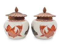 A Pair of Chinese Famille Rose Porcelain Jars
