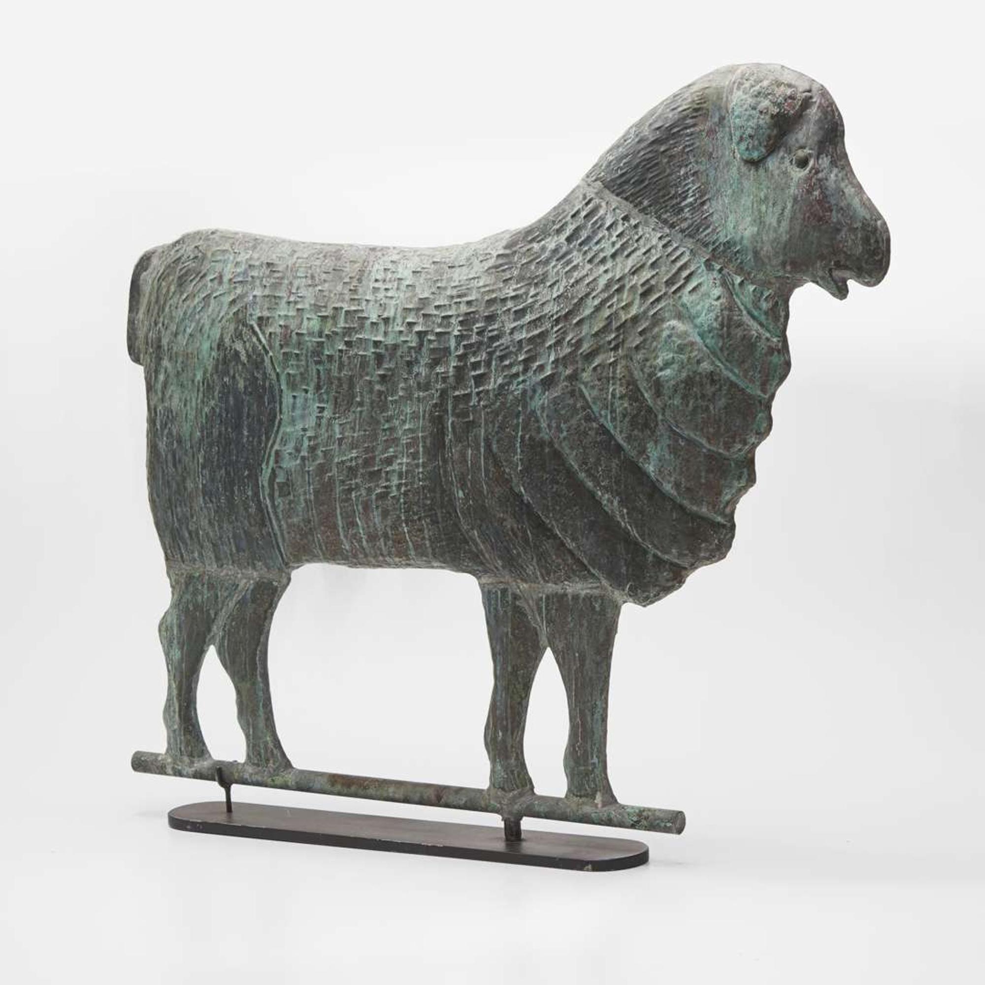 A patinated molded copper ewe weathervane late 19th century
