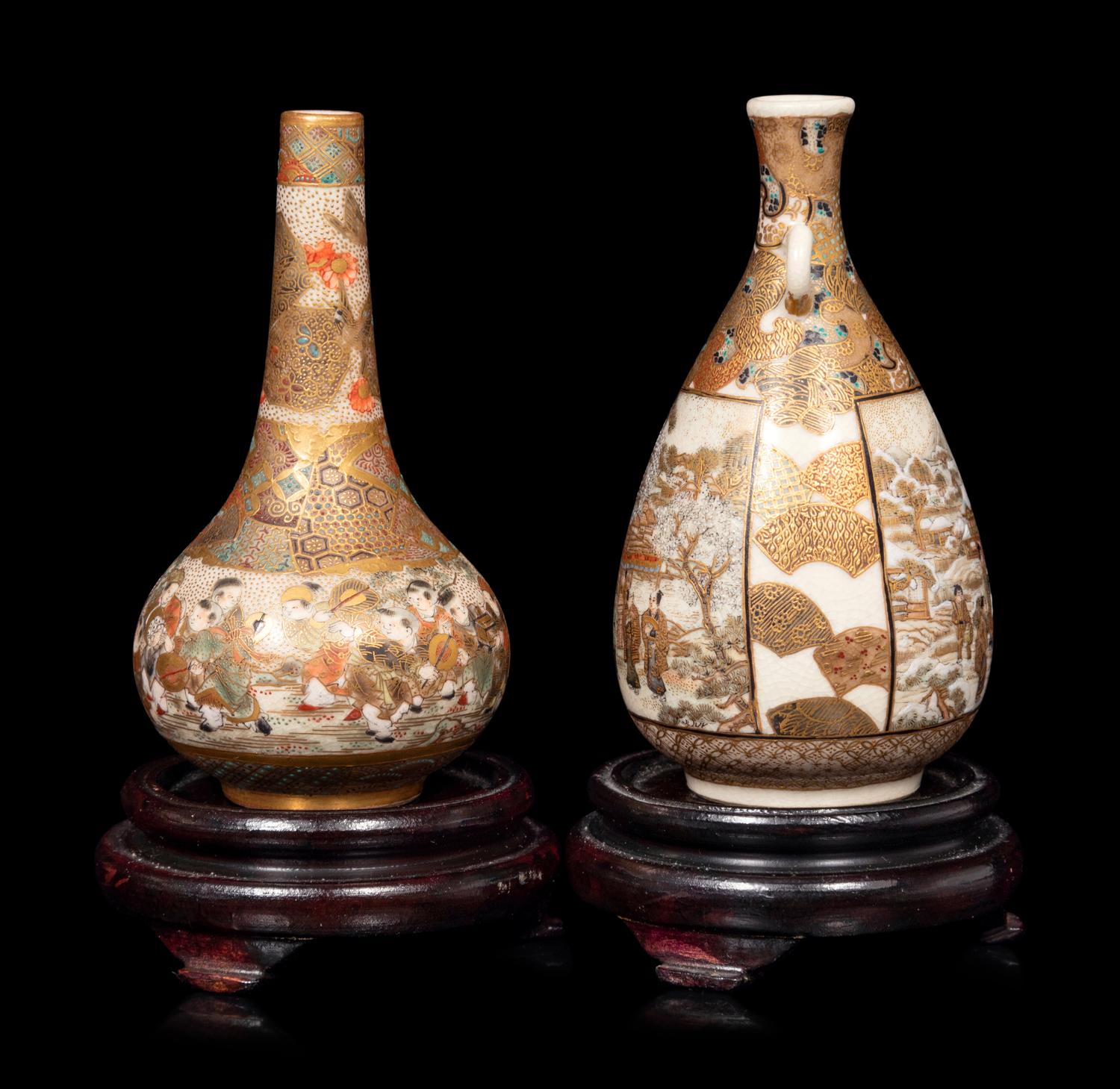 Two Small Japanese Satsuma Vases