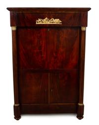 A Charles X Gilt Bronze Mounted Mahogany Secretaire Abbatant Height 60 3/4 x width 40 3/4 x depth 22 1/2 inches. — 19TH CENTURY