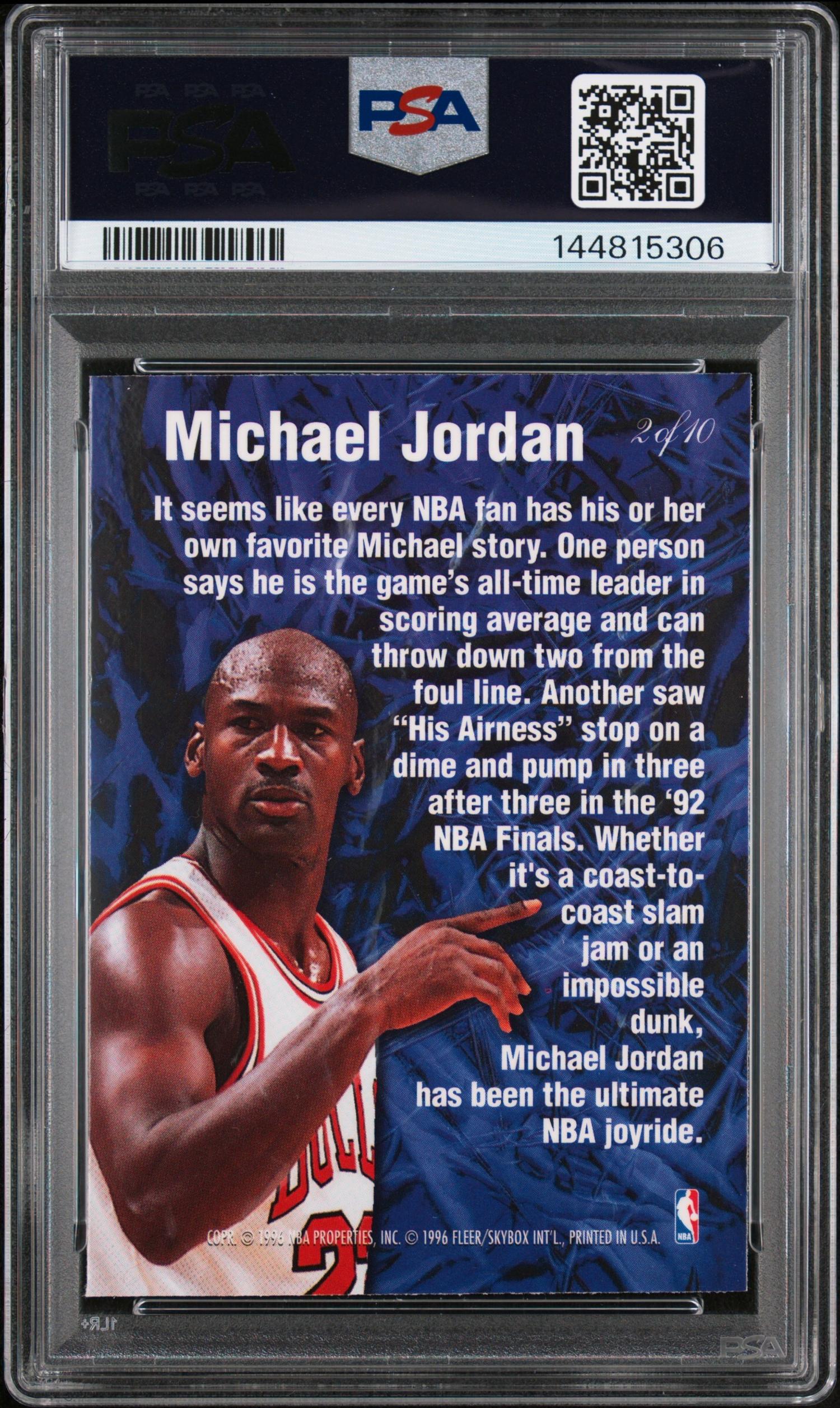 A 1995-96 Flair Michael Jordan Anticipation Basketball Card No. 2 (PSA 8 NM-MT)
