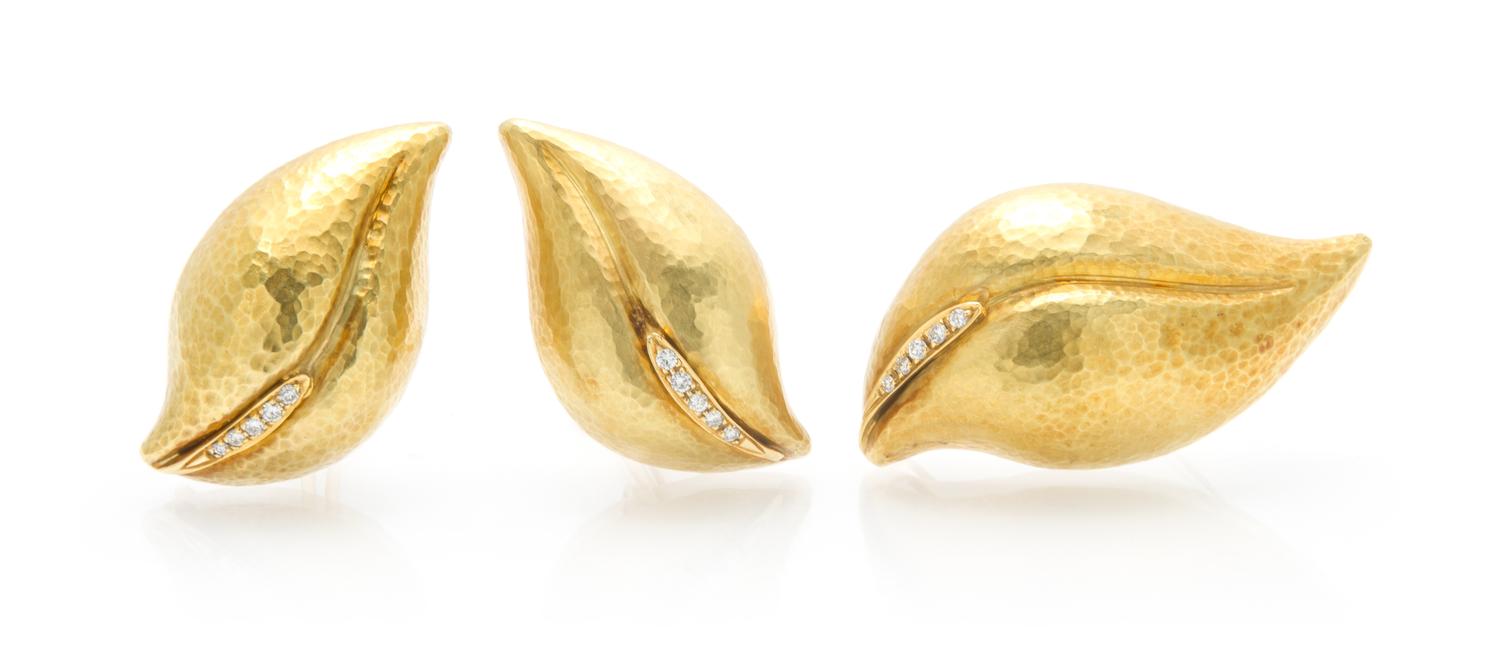 An 18 Karat Yellow Gold and Diamond Demi Parure, Paloma Picasso for Tiffany & Co., Circa 1989, 19.90 dwts.